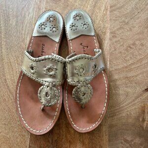 Jack Rogers Leather Flat Sandal Platinum size 8